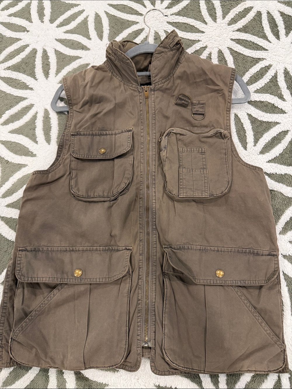 Banana Republic Men's Brown Utility Vest with Multiple Pockets